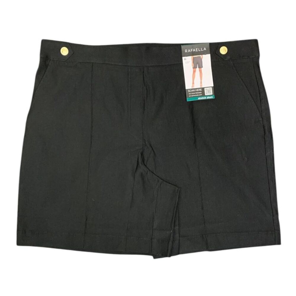 Rafaella Women's 7" Stretch Short, High Stretch Tab Waistband - Black